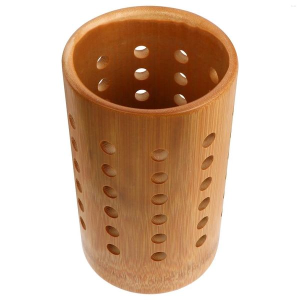 Porte-bouteilles de rangement couverts en bois Blockbamboo outil vaisselle brosse maquillage comptoir Chef crayon ustensiles cuisine bois argenterie