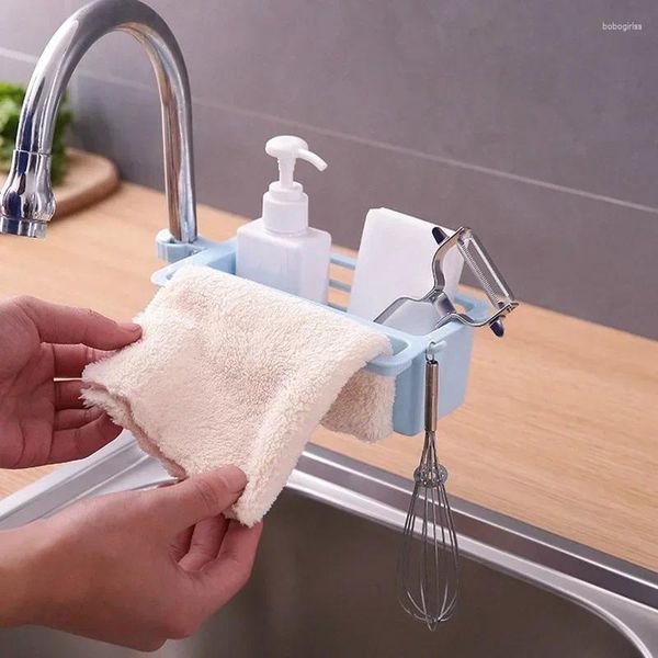 Bouteilles de rangement Home Cuisine Rack Raice Drain Creat Creative No Besoin de percer les trous de nettoyage de lavabo à lave-vaisselle Brosse à éponge en tissu
