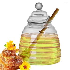 Bouteilles de rangement Récipient de miel avec dipper pot transparent en verre pots sans désordre élégant pour la confiture de la confiture de cuisine
