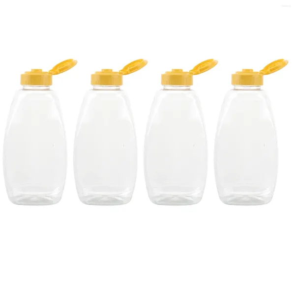 Bouteilles de stockage Distributeur de miel Squeeze Récipient de sauce en plastique Récipients de vinaigre Pot Condiment Huile Clair Vinaigrette Salade Verre