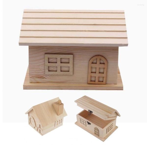 Bouteilles de rangement en forme de maison, boîte à monnaie sans bavures, bureau en bois, tirelire pour étudiants, superbe pièce sans décoloration avec couvercle, cadeau pour enfants