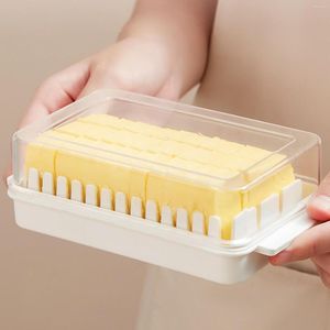 Botellas de almacenamiento Caja de plato de mantequilla para el hogar Bandeja de servidor de queso simple con tapa Extensible Mantenimiento fresco