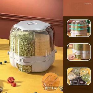 Opslagflessen huishoudelijke container groot voedsel 360 ° roterende rijstvaten afgesloten graan dispenser tank korrel doos