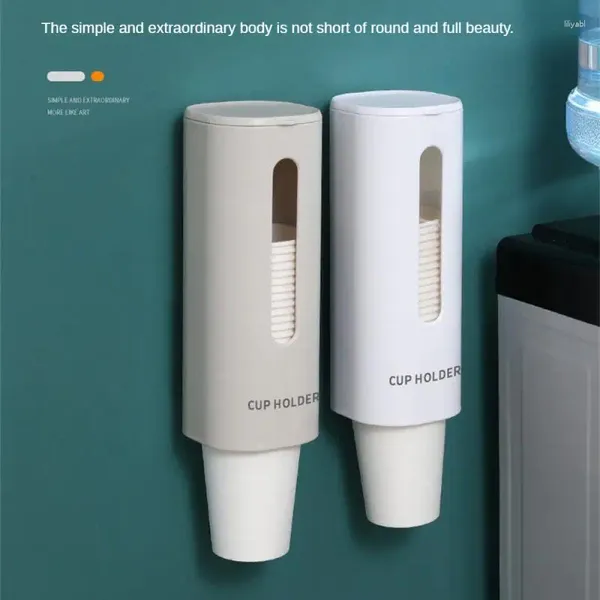 Botellas de almacenamiento Removedor de tazas para el hogar Abs Desechable A prueba de polvo Sin perforación Montado en la pared Universal para vasos de papel PS