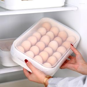 Opslagflessen huishoudelijke eierdoos 24 rooster koelkast plastic voedsel scherper dumpling lade keukencontainer met deksel mx6211601