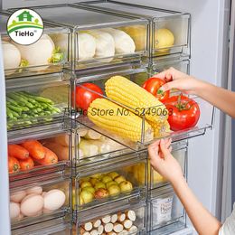 Bouteilles de stockage Ménage Réfrigérateur Bac À Légumes Congélateur Tiroir-type Boîte Cuisine Conteneur Alimentaire Légumes Finition Oeuf Blanc
