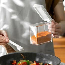 Bouteilles de rangement Superposition simple couvercle ouvert avec une boîte à assaisonnement à la cuillère cuisine scellée de sucre à sel résistant à l'humidité scellé