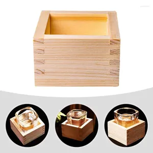 Opslagflessen Japanse Vierkante Sushi Box Creatieve Houten Sake Cups Lunch Picknick Student Bento Thee Cup Cake Voedselcontainer