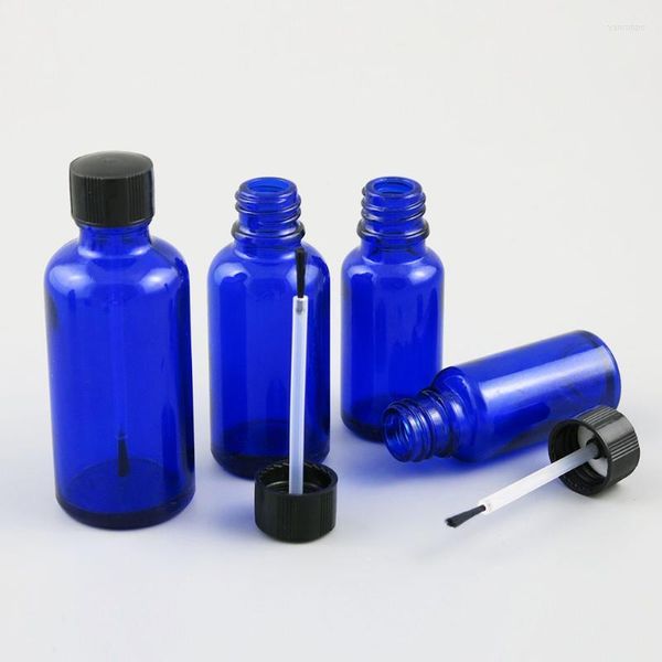 Botellas de almacenamiento Frascos 10 x 5 ml 10 ml 15 ml 20 ml 30 ml 50 ml 100 ml Esmalte de uñas Botella de vidrio azul con cepillo para envases de cosméticos de belleza Simpl