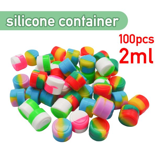 Bouteilles de stockage Bocaux 100Pcs 2ML Conteneur en silicone antiadhésif Boîte de stockage de cire d'huile antiadhésive Bocal en silicone Voyage Crème pour le visage Conteneur de pommade liquide 230217