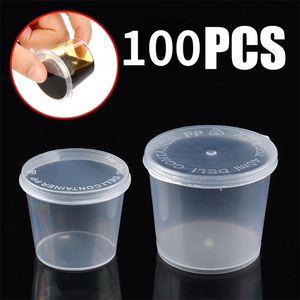 Opslagflessen potten 100 van de wegwerp saus saus cup afhaalmaaltijden voedingscontainers doos met scharnierende deksel pigment verf plastic palet 25/30/40 ml 220930