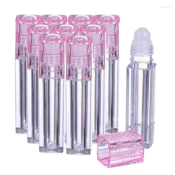 Botellas de almacenamiento Frascos 10pcs Roller Brillo de labios Contenedor Plástico Recargable Roll-on