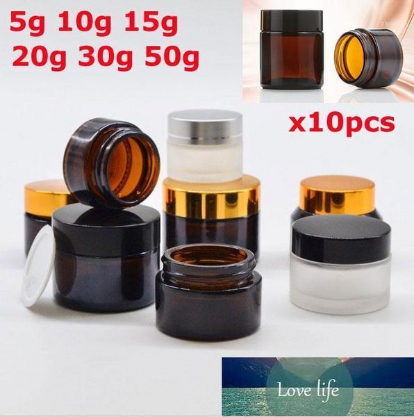 Bouteilles de stockage Bocaux 10pcs X 5g 10g 15g 20g 30g 50g Ambre Clear Glass Jar Conteneur Cosmétique Crème Lotion Givré Mat Pot Voyage Bouteille1 Prix usine conception experte