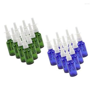 Opslagflessen potten 10x reisbaar glas leeg navulbare nasale spray 30 ml blauw groen