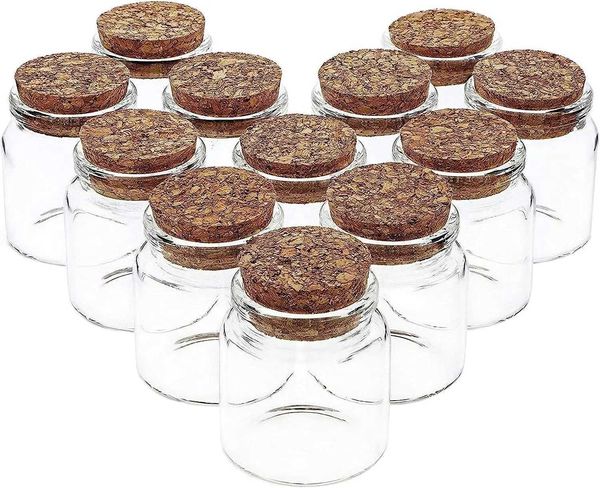 Bouteilles de rangement pots 12 paquets de 50 ml de petites bouteilles en verre avec bouchons en liège mini couvercles utilisés pour les rabais de fête de bricolage remise des bonbons H240425