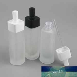Bouteilles de stockage Bocaux 12 X Portable Rechargeable 30ml Vide Frost Clear Glass Drop Bottle avec White Black 1oz Square Dropper Container