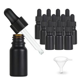 Bouteilles de rangement Jars 12pcs Bouteille en revue en revêtement noir Huile essentielle en verre Liquide 10 ml Drop pour pipette de massage Refipillable2605