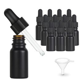 Bottiglie di stoccaggio Barattoli 12 pezzi Flacone contagocce rivestito nero Olio essenziale Liquido di vetro 10 ml Goccia per pipetta da massaggio ricaricabile265i