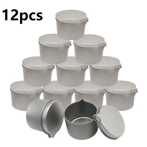 Frascos de botellas de almacenamiento Tarro de vela de hojalata de 12 piezas con una práctica boquilla Frascos de crema de masaje de aromaterapia Latas de almacenamiento de cosméticos Contenedor para hacer velas DIY 230217