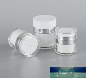 Opslagflessen Kruiken 15 30 50g Pearl White Acrylic Airless Jar Ronde Cosmetische Crème Pomp Verpakking Fles SN366