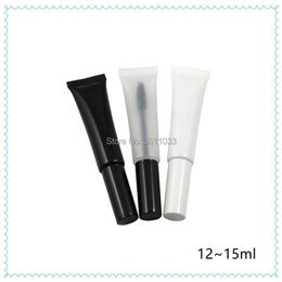 Bouteilles de rangement pots 15 ml de tuyau de tuyau doux en plastique blanc noir pour mascara vide transportable transportable portable ccelable crème con330c