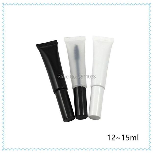 Bouteilles de stockage Pots 15 ml Tube de tuyau souple en plastique blanc noir pour mascara vide clair mat portable crème de cils compressible Con214K