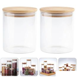 Bouteilles de rangement pots 2 pcs scelled kar verre biscuit contenant des aliments de bonbons en bois 240307 gouttes livraison de la maison GA Homefavor dhdto