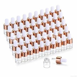 Opslagflessen Potten 20/30/50 PCS MINI DRUKPER Essentiële olie met roségouden dopreagenspipetten 1 ml 2 ml 3 ml 5 mlstorage opslagplaats