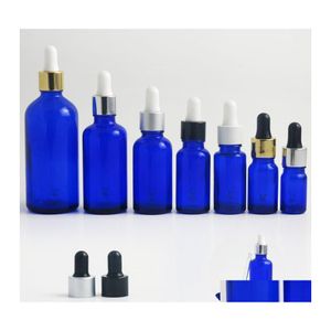 Bouteilles De Stockage Bocaux 20 Pcs 100 Ml 50 Ml 30 Ml 20 Ml 15 Ml 10 Ml 5 Ml Vide Bleu Verre Flacon compte-gouttes E Liquide Huile Essentielle Cosmétique Cont Otbo8