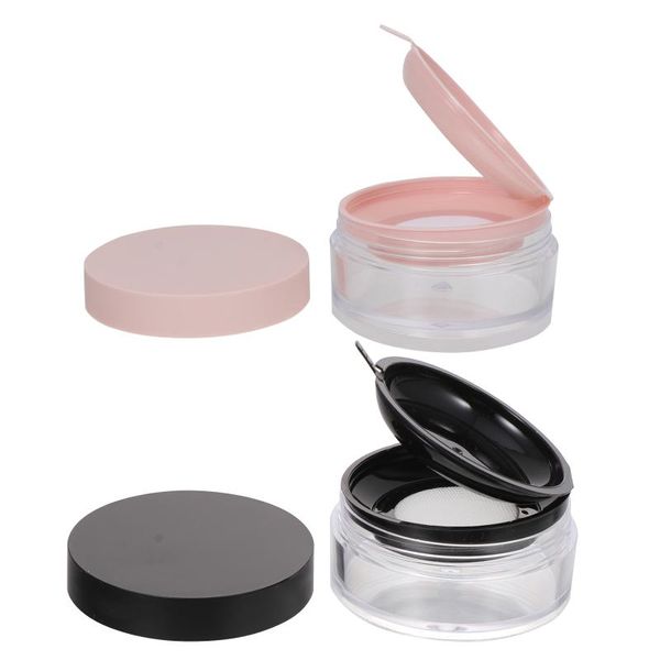 Botellas de almacenamiento Frascos 2pc Caja de maquillaje de contenedor de polvo suelto vacío portátil para el hogar y viajes