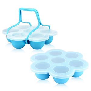 Bouteilles de stockage bocaux 2 pièces boîte de nourriture complémentaire avec couvercle bac à glace bébé Silicone oeuf moule autocuiseur vapeur