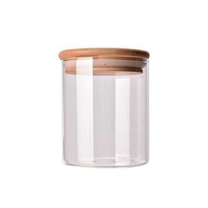 Opslagflessen potten 300 ml transparante glazen pot verzegelde voedselopslagcontainer gebruikt voor losse thee koffiebans suiker en zout in de keuken met bamboe deksel H240425