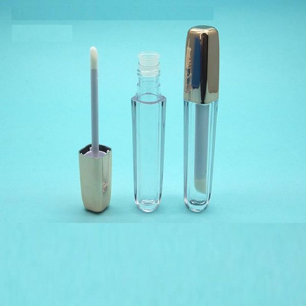 Botellas de almacenamiento Frascos 3ML 5ML Tubo de brillo de labios Oro brillante Maquillaje cuadrado Lápiz labial líquido Envase Recargable Tubos de contenedores de brillo de labios vacíos