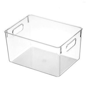 Bouteilles de stockage Pots 4pcs Clear Pantry Organisateur Bins Ménage Panier alimentaire en plastique avec poignées découpées pour comptoirs de cuisine 20 Dhq1U