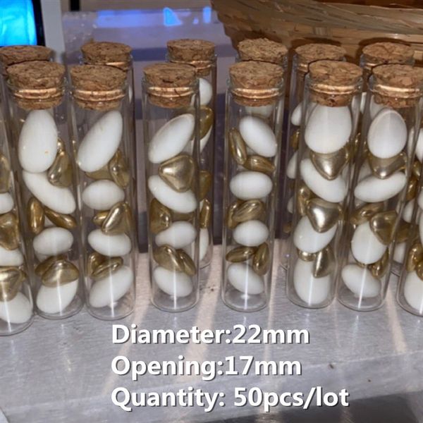 Bouteilles de rangement pots 50 pcs / lot de diamètre 22 mm drages bouteille en verre bocaux en verre tube à essai récipient de bouton de bricolage minuscule bouteille 230217