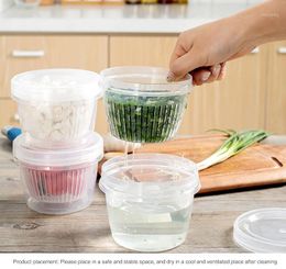 Opslagflessen potten 500 ml 1 stks draagbare plastic doos keuken koelkast ronde fruit groene ui gember knoflookdrain afgedicht opslag1