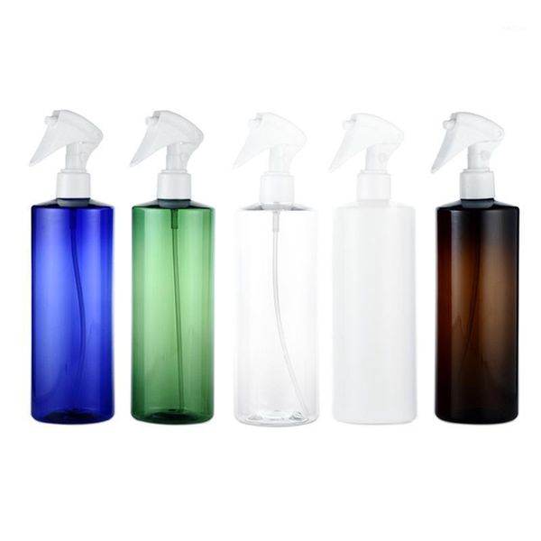 Frascos de botellas de almacenamiento, botella con pulverizador ámbar de 500ML, frasco vacío con gatillo plano, atomización de maquillaje cosmético de plástico, aceite esencial para mascotas Pe