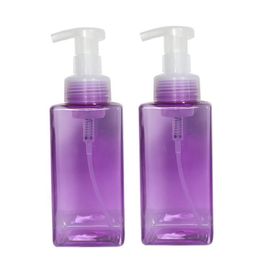 Opslagflessen potten 500 ml lege paarse vierkante shampoo douchegel verpakking fles Clear lotionpomp Pet Cosmetisch plastic navulbare 10pie