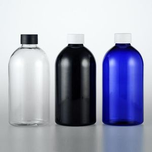 Opslagflessen potten 500 ml x 20 zwart blauw transparante plastic fles met schroefdoppen cosmetische verpakkingscontainer vloeistof huisdier