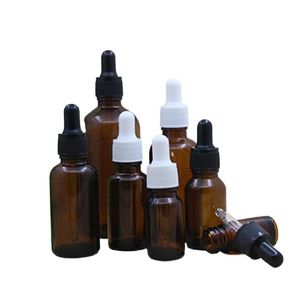 Bouteilles de stockage Bocaux 5 ml 10 ml 20 ml 30 ml 50 ml 100 ml Bouteille de pipette en verre brun Flacons d'huile essentielle vides Emballage cosmétique Essence Refilla