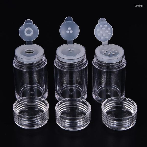 Bouteilles De Stockage Bocaux 5pcs 10g En Plastique Vide Pot De Poudre En Vrac Avec Tamis Cosmétique Maquillage Pot Conteneur De Poche Portable Tamis Transparent Cap