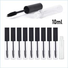 Bouteilles de stockage Pots 5pcs 10ml Tubes de mascara transparents portables avec emballage de baguette Bouteille de cils liquide Bouchon noir Vide Homeindustry Dhqn1