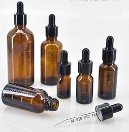 Opslagflessen potten 5 stks druppelaar flessen met schaal 5ml100 ml reagens oogdruppel barnsteenglas aromatherapie vloeistof pipet navulbare flessen reizen J230301