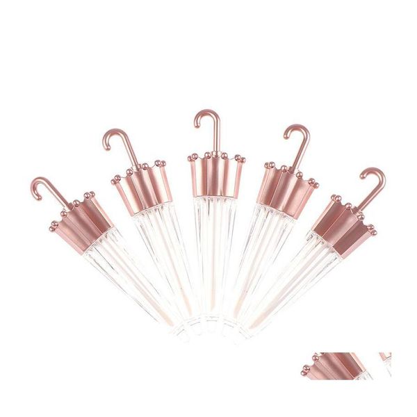 Bottiglie di stoccaggio Barattoli 5 pezzi Contenitori per smalto per labbra Bottiglia cosmetica riutilizzabile Fiale fai da te Rose Golb 5,5 ml Ucreative Ombrello a forma di Empt Dhyex