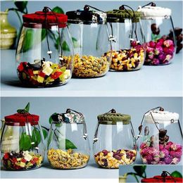 Bouteilles De Stockage Bocaux 600Ml Pot De Nourriture En Verre Avec Couvercle Récipient Transparent Pour Thé Café Drop Delivery Maison Jardin Housekee Organisation Otlpm