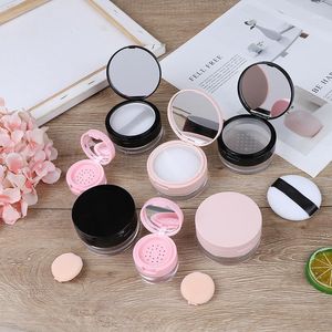 Opslagflessen potten 7-styles draagbare plastic poeder doos lege losse pot met zeef spiegel cosmetische sifter jar reis make-up container