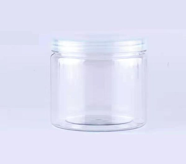 Bouteilles de rangement Jars 8 oz 250g Plastique Clean Certes Crème de gommage Crème de broussailles vide Réutilisation avec les couvercles imprimables Logo personnalisé Drop1436212