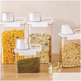 Opslagflessen Jars ABS Cereal Dispenser Box Clean en Tidy Kitchen Helper Container Rijst Rijse Gemakkelijke toegang Drop levering Huis Tuinhuis Dh8Ze