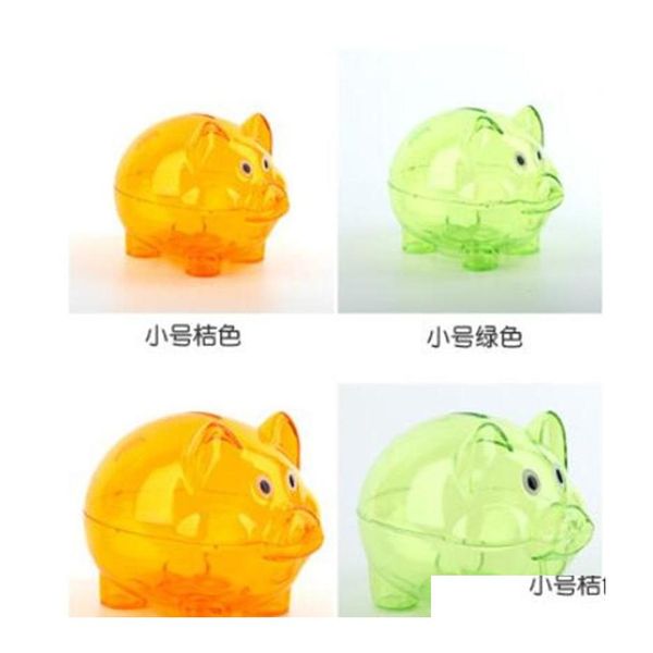 Bouteilles de stockage Pots Cadeau d'anniversaire Boîtes d'économie d'argent Couleur mignonne Piggy Pots de stockage transparents Originalité Enfants Accueil Case Po Dhu15