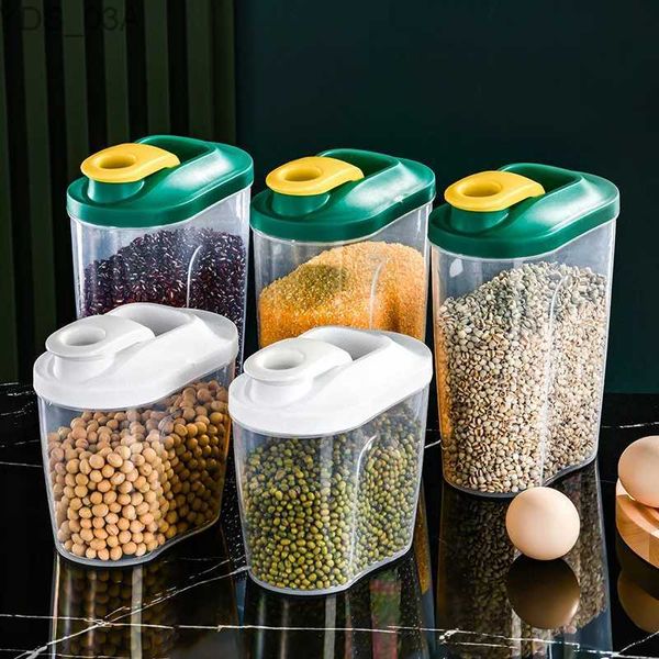 Bouteilles de stockage Bocaux Bouton pot multigrains transparent pot alimentaire en plastique pot de stockage de cuisine stockage de collations boîte de fruits secs pot scellé 240327